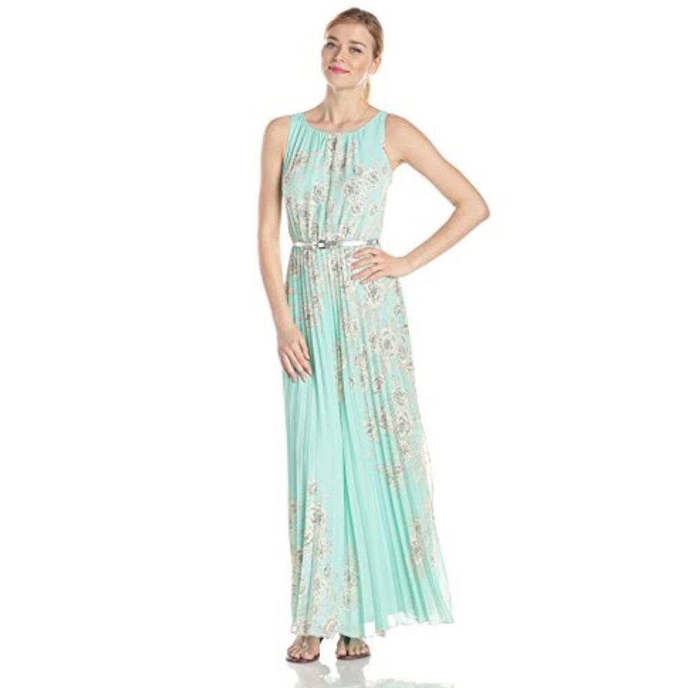 Jessica Howard | Mint Pleated Maxi Dress Sz 14W